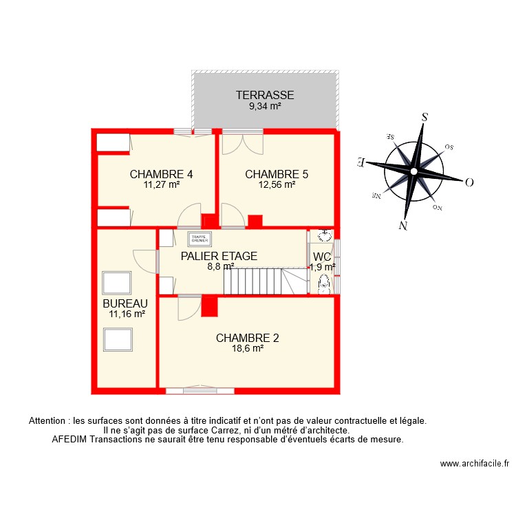 BI 7920 ETAGE . Plan de 13 pièces et 78 m2