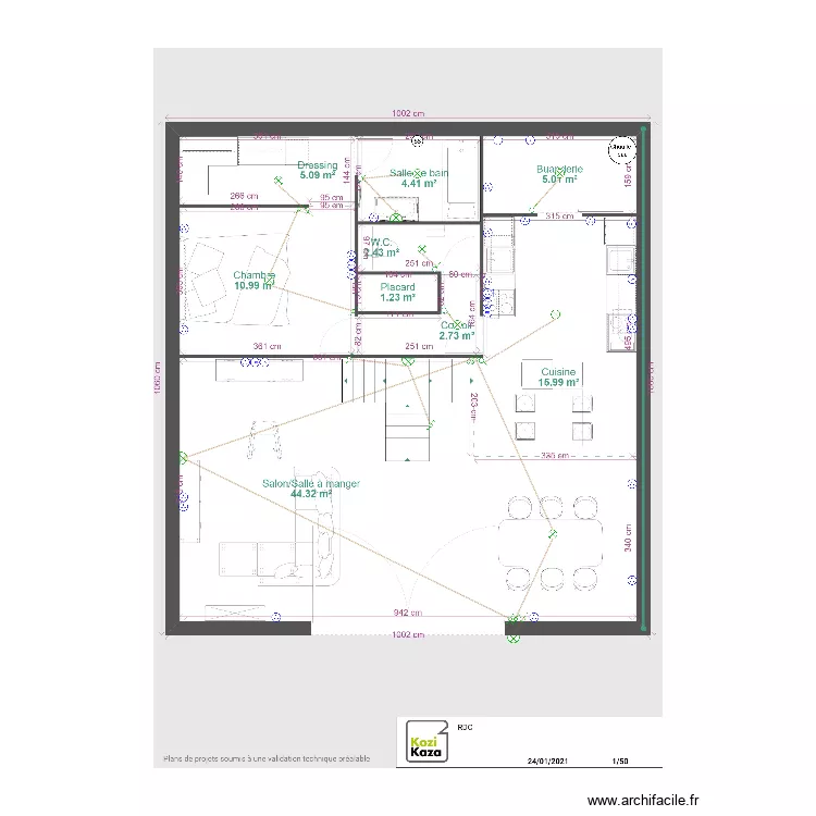 Plan RdC Loft 3 et 4. Plan de 