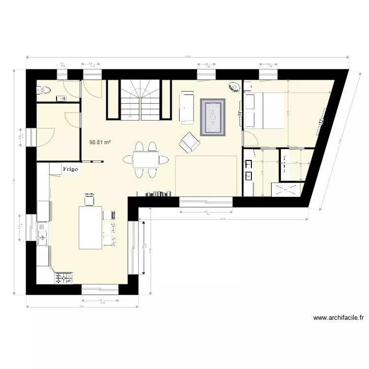 maison corseul rdc avec chambre et sdb. Plan de 