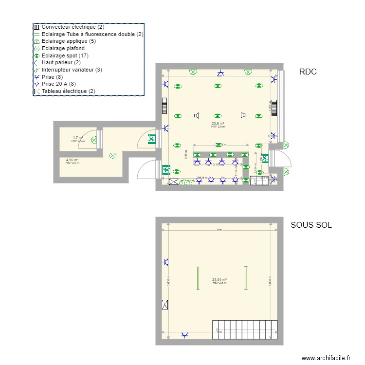 CLIENT BAR . Plan de 4 pièces et 55 m2