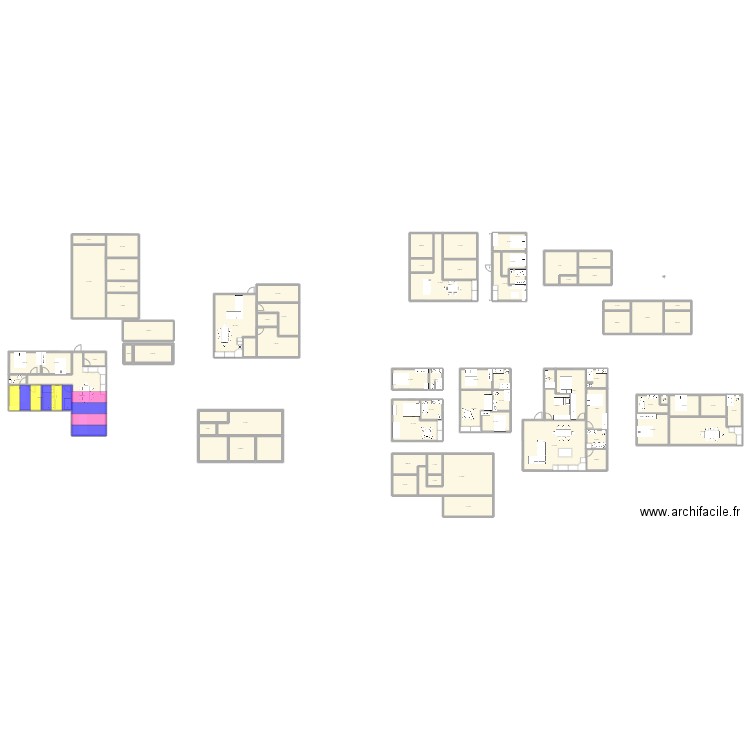 modulaire. Plan de 71 pièces et 809 m2