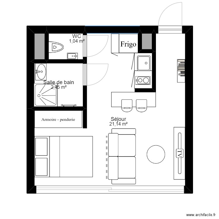 PLAN VILLEMONBLE. Plan de 5 pièces et 25 m2