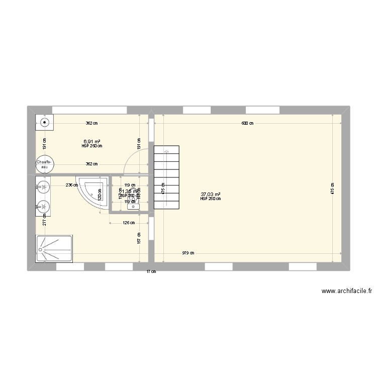 PLAN JASON RDC. Plan de 3 pièces et 45 m2