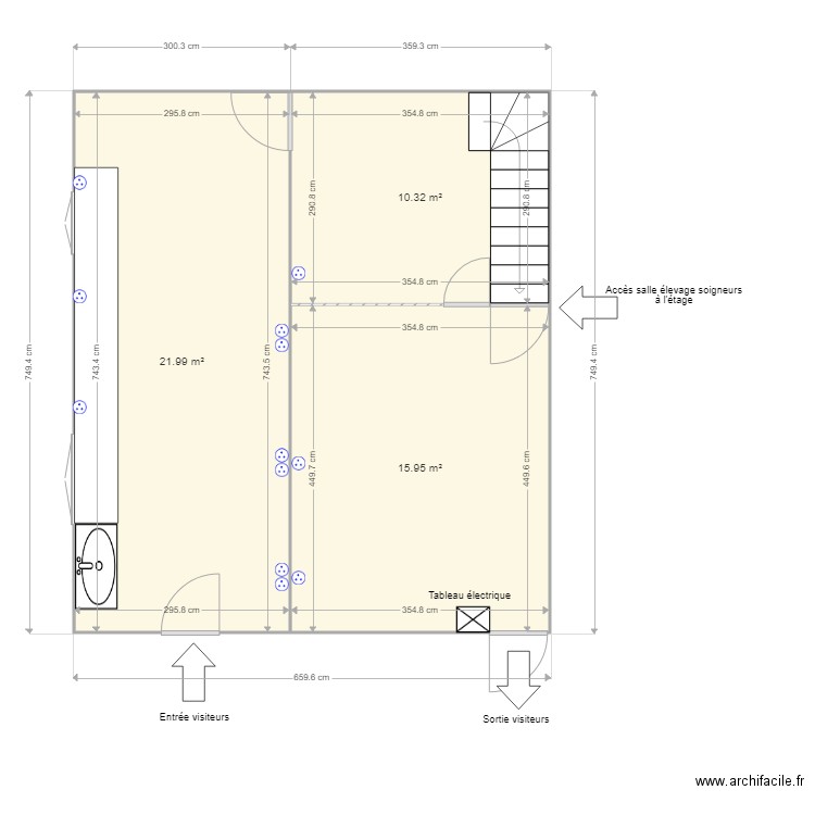 Grenier malaimés. Plan de 3 pièces et 48 m2