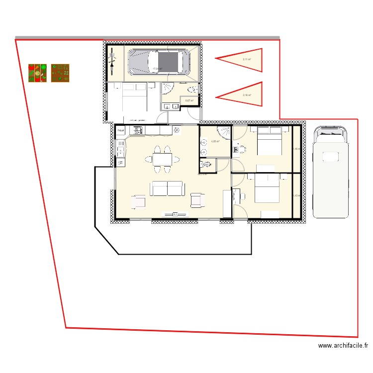 projet villa 2 chambres. Plan de 0 pièce et 0 m2
