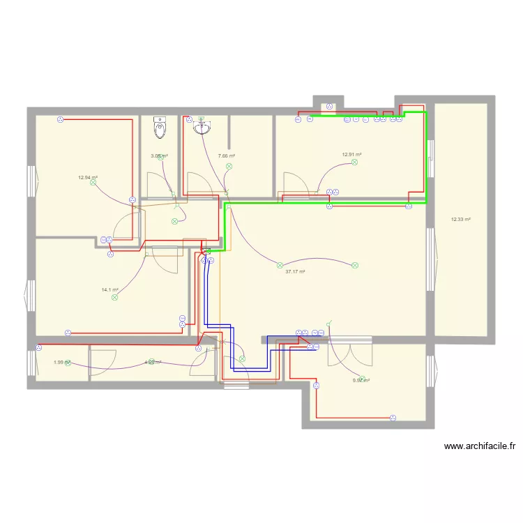 BER 2 square des bosquet Merignac. Plan de 
