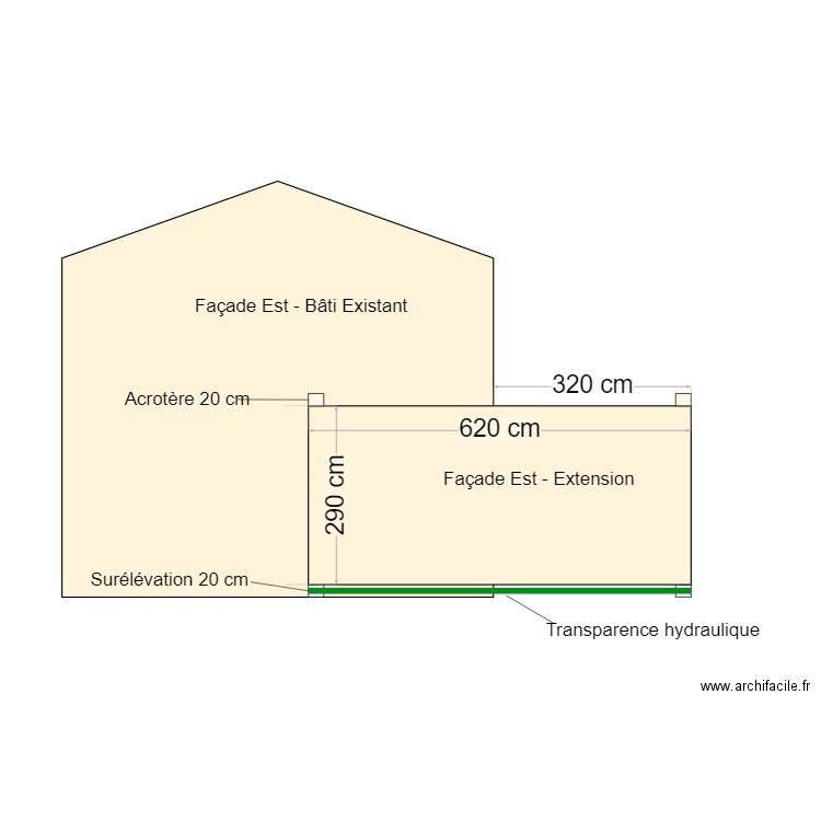 DP4 - Plan Façade Est. Plan de 0 pièce et 0 m2