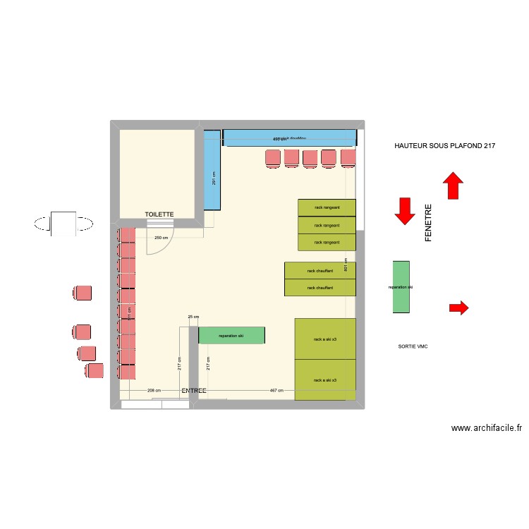 magasin village 2. Plan de 2 pièces et 54 m2