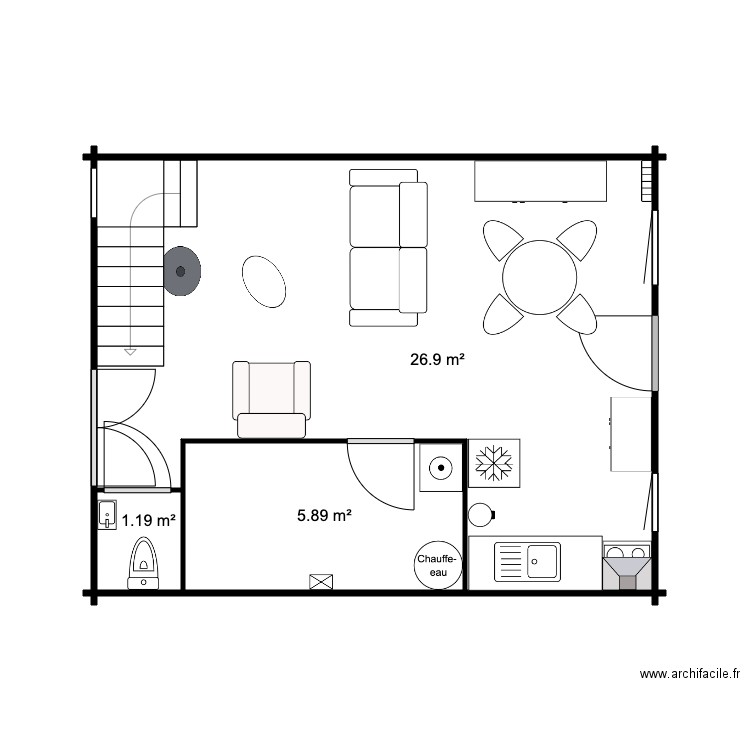 RDC Chalet 34 M sans SDB. Plan de 0 pièce et 0 m2