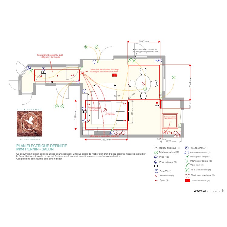 PERNIN  ELECTRICITE  DEFINITIF. Plan de 0 pièce et 0 m2