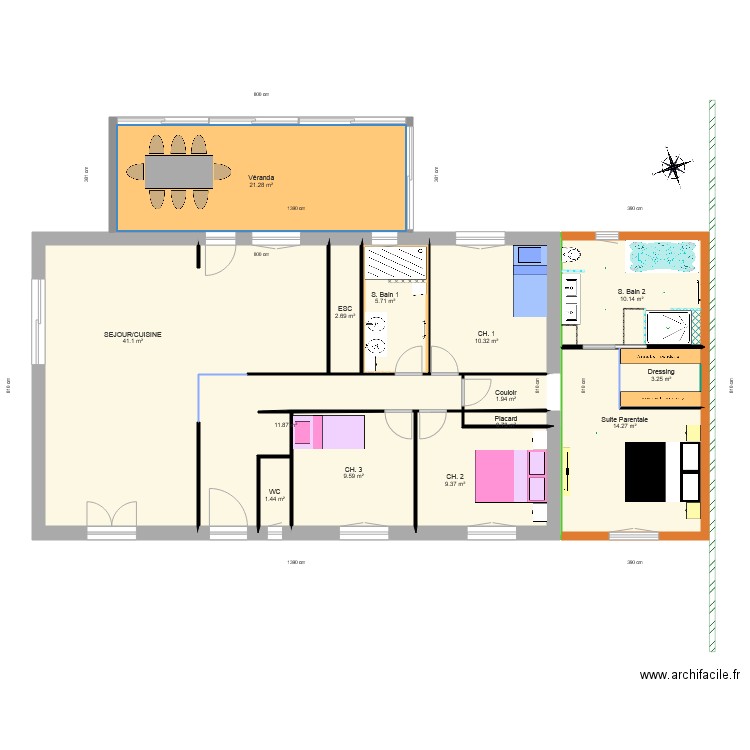 Maison Extension. Plan de 0 pièce et 0 m2