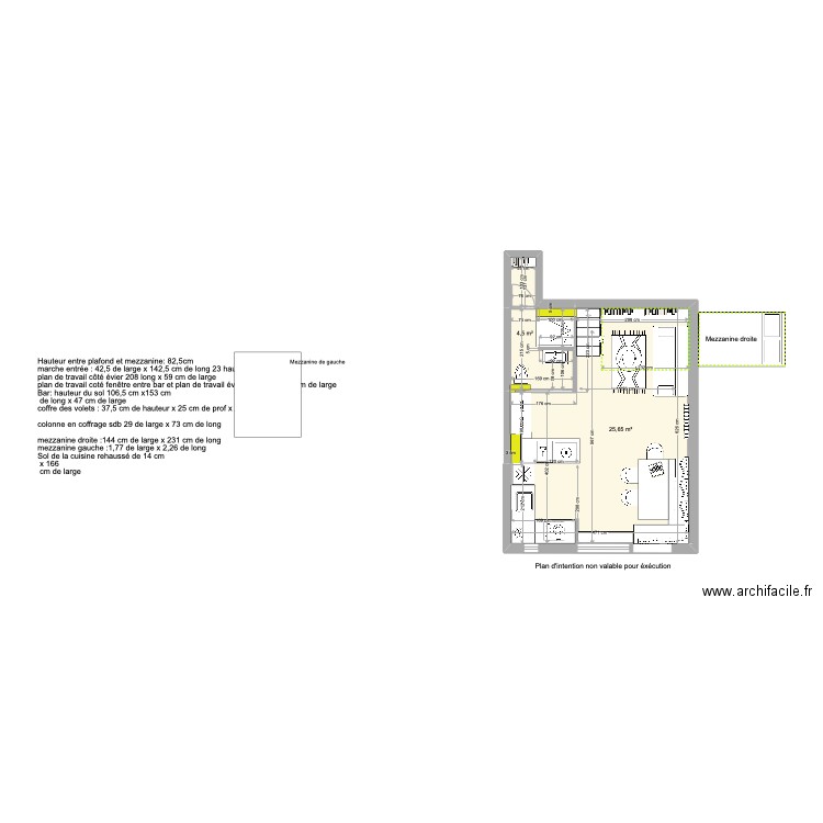 Projet Excelsior n°3. Plan de 2 pièces et 30 m2