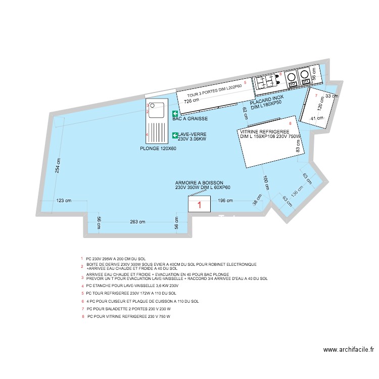 SAS O'BURRA BAR. Plan de 1 pièce et 24 m2