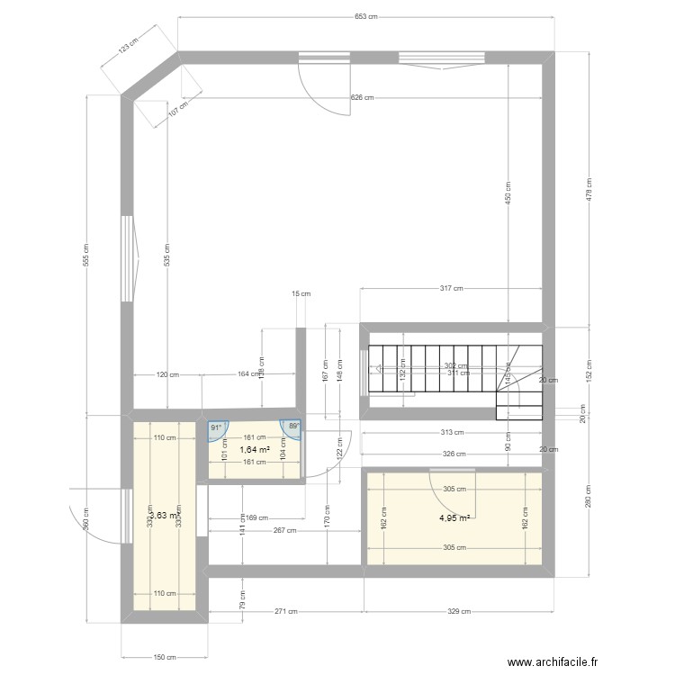 Condé-sur-escaut. Plan de 3 pièces et 10 m2