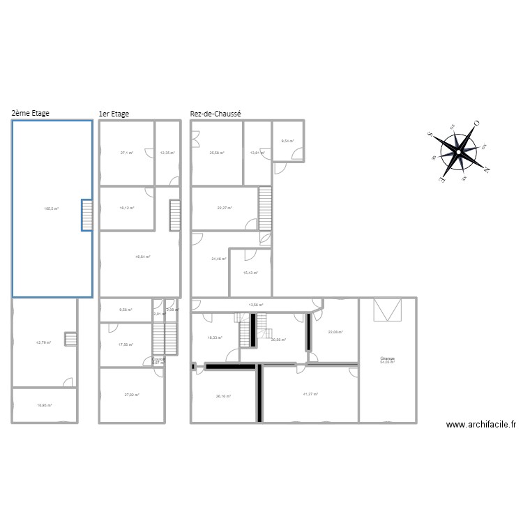 Liouville. Plan de 40 pièces et 661 m2