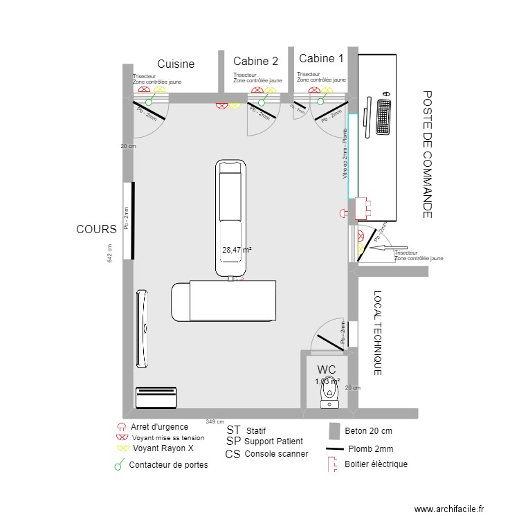 plan implantation vierge SIEMENS. Plan de 2 pièces et 30 m2