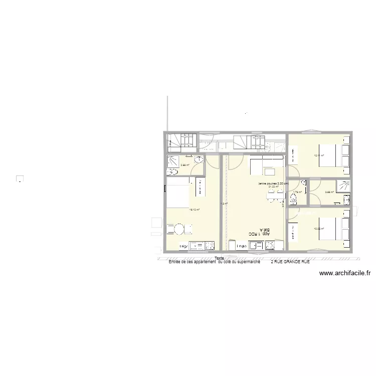 Batiment A  RDC ENtree cot&eacute;  Super Gilbert. Plan de 