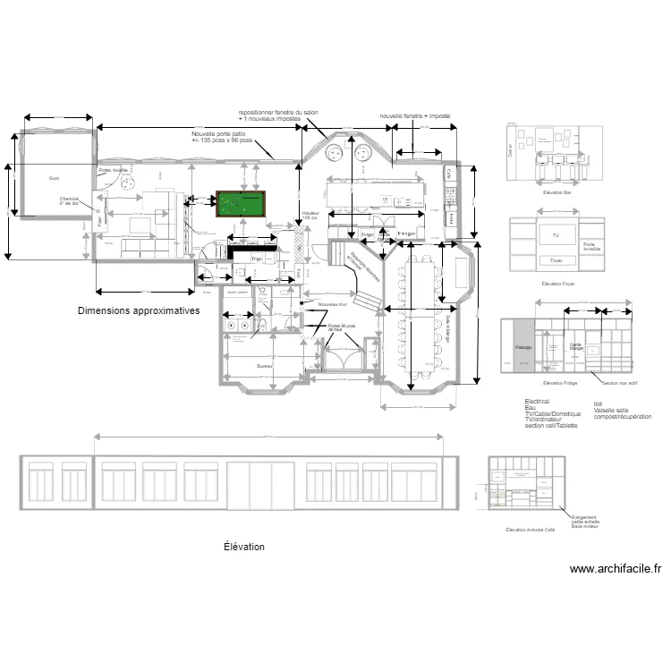 cuisine ilot plan maison garde robe bar 40 pouces et frigo 42 pces. Plan de 