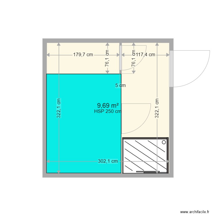 MOTTIER DUO 3 porte centre 012022. Plan de 1 pièce et 10 m2