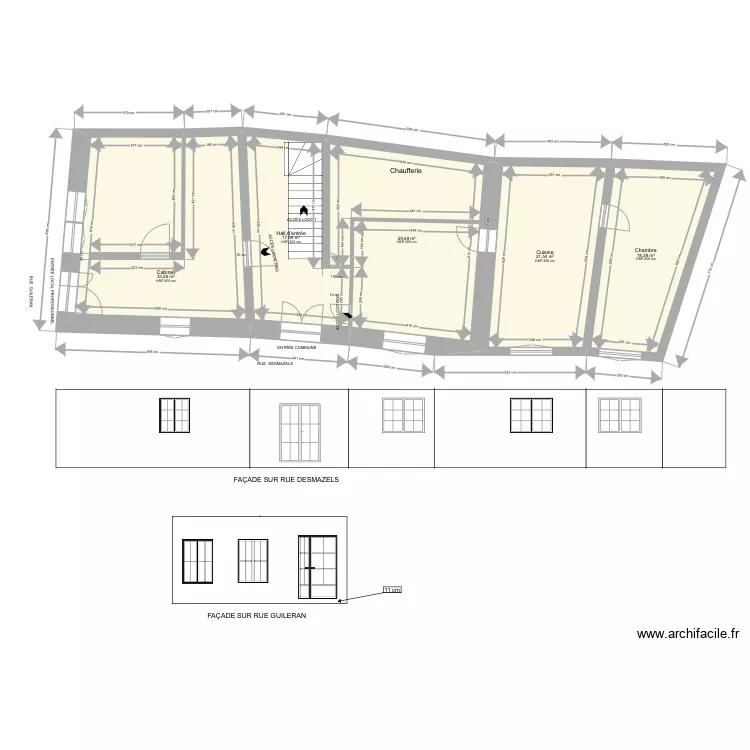 RDC_Local Professionnel meuble. Plan de 