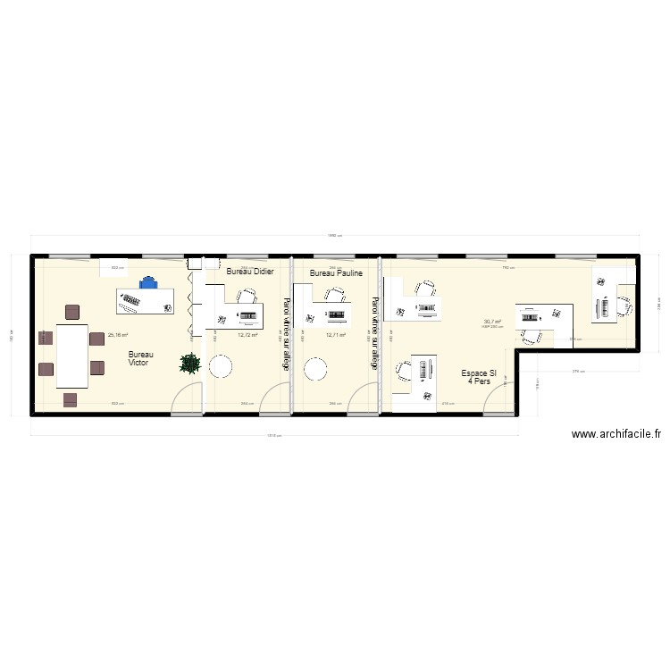 Cloisons bureaux 2eme étage-V.03.204. Plan de 0 pièce et 0 m2