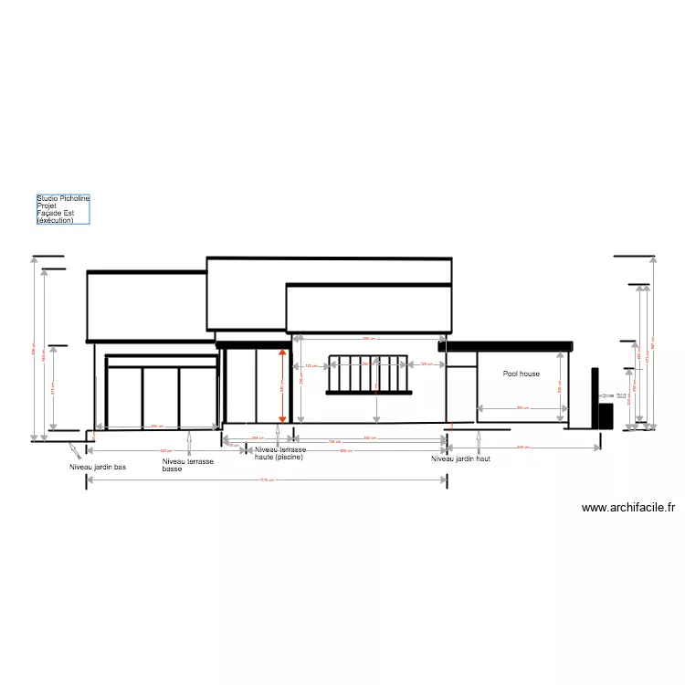 Studio Picholine Projet 04 18 Fa&ccedil;ade Est  Pool house. Plan de 