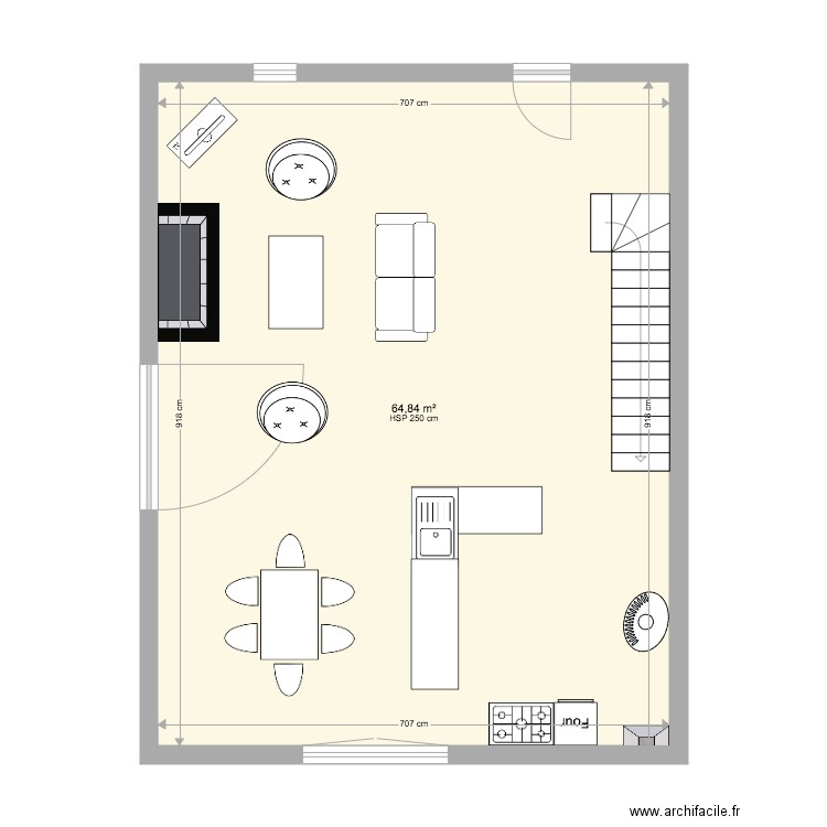 Salon01. Plan de 1 pièce et 65 m2