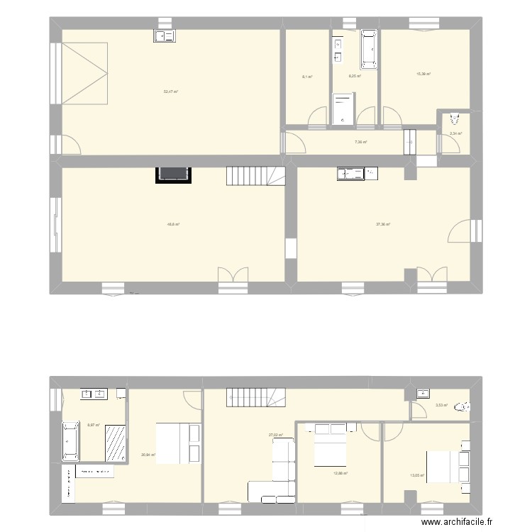 Cleyrac Cotation 23aa. Plan de 14 pièces et 266 m2