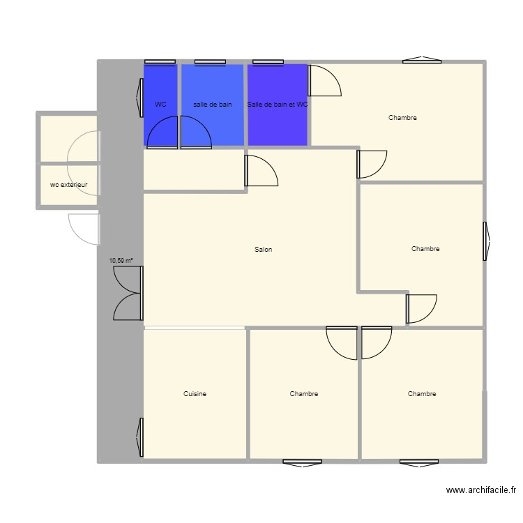 maison familiale après travaux plan alternatif 3. Plan de 13 pièces et 103 m2