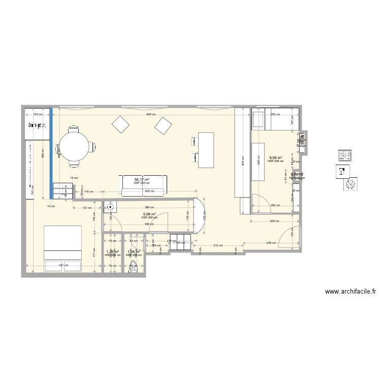 plan flandrin. Plan de 6 pièces et 73 m2