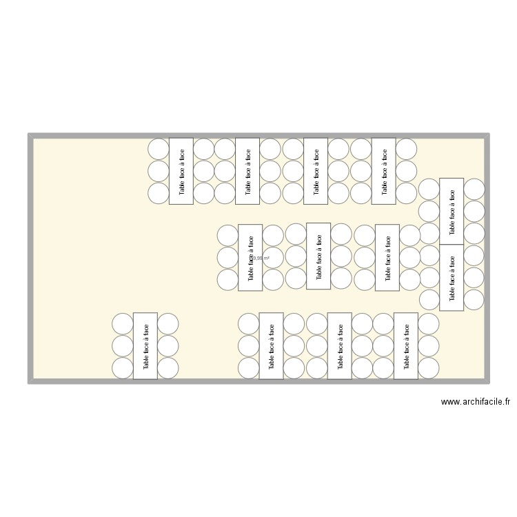 table rectangle. Plan de 1 pièce et 120 m2