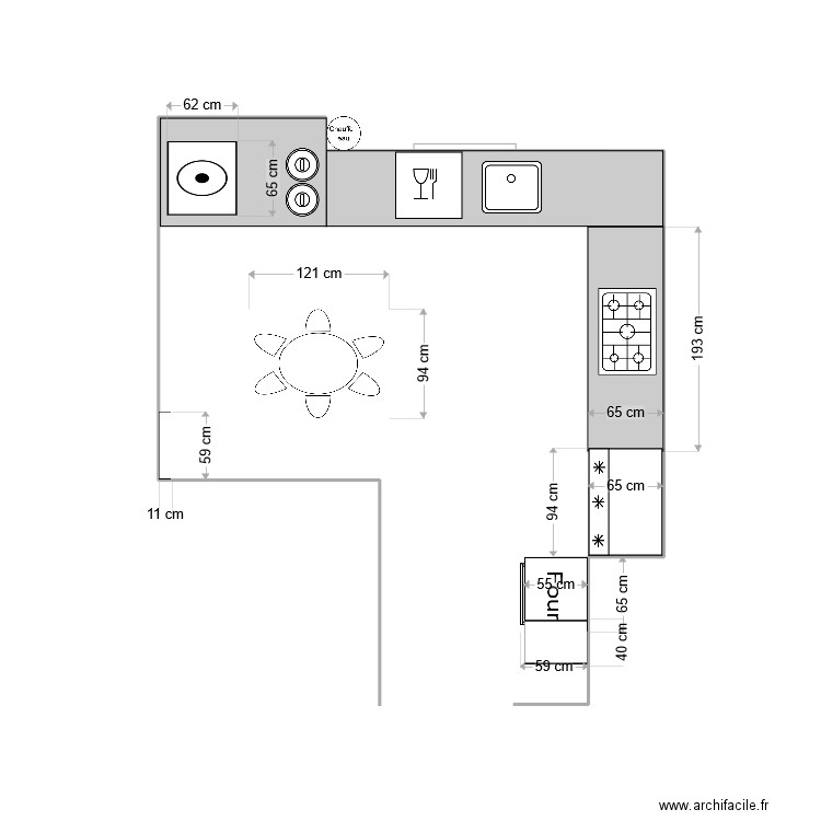 Cuisine v1. Plan de 0 pièce et 0 m2