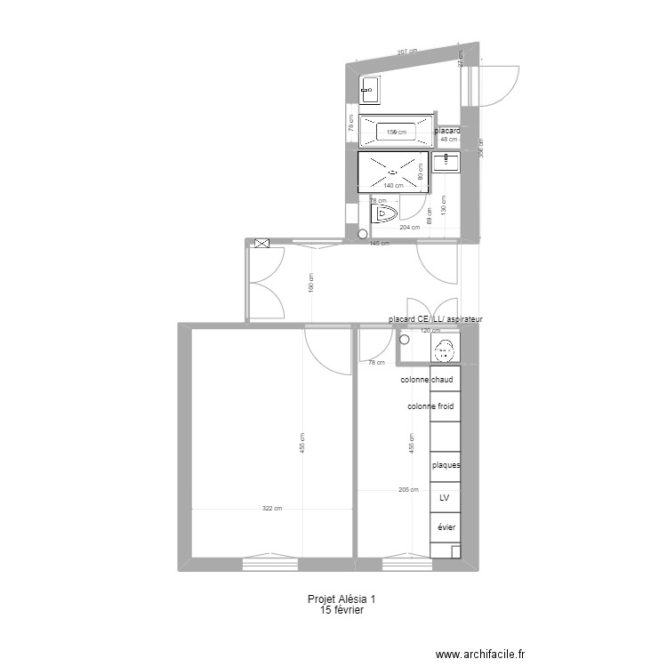 projet 1 alésia 15 février sans salon . Plan de 7 pièces et 31 m2