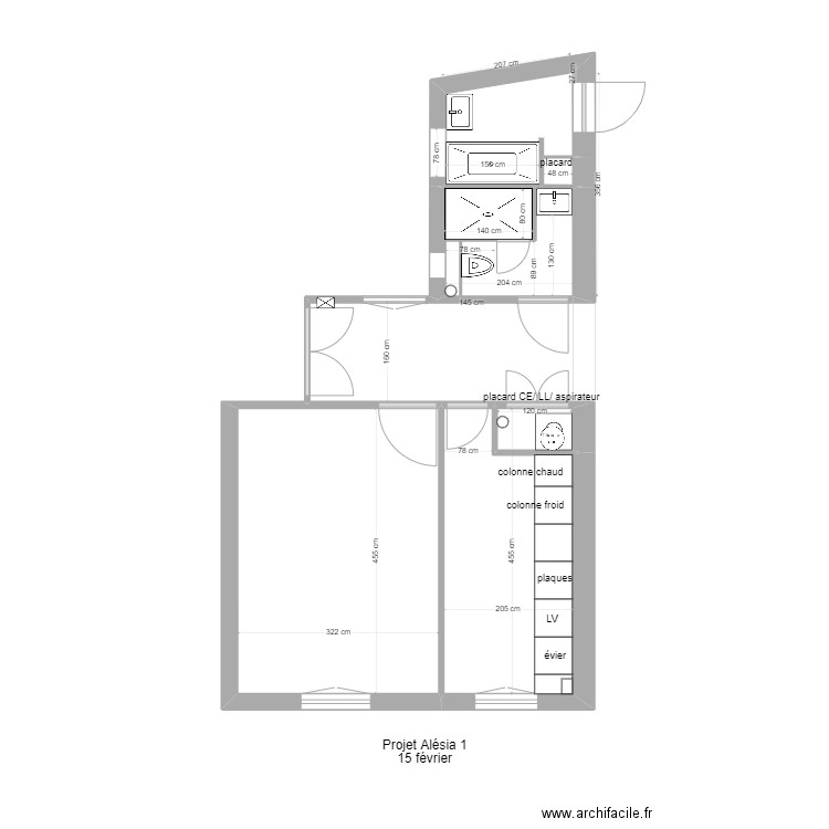 projet 1 alésia 15 février sans salon . Plan de 0 pièce et 0 m2