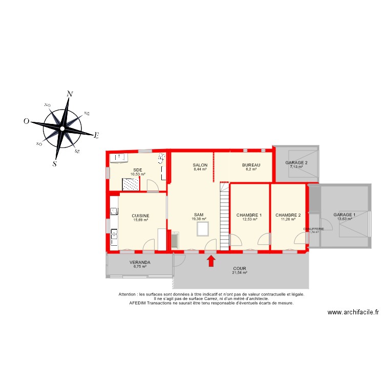 BI 6614 T. Plan de 15 pièces et 137 m2