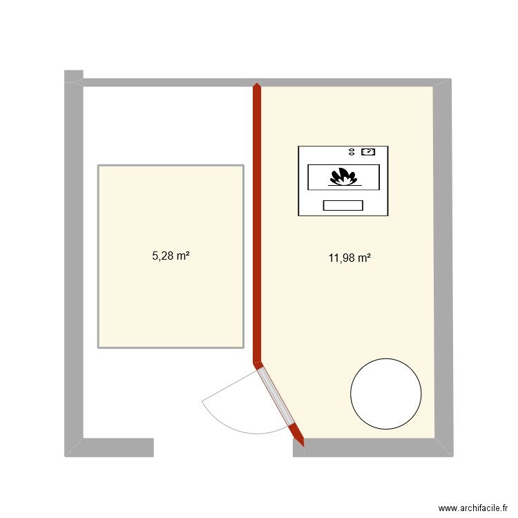 chaufferie. Plan de 2 pièces et 17 m2