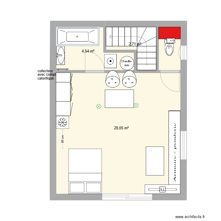 studio sous combles. Plan de 0 pièce et 0 m2