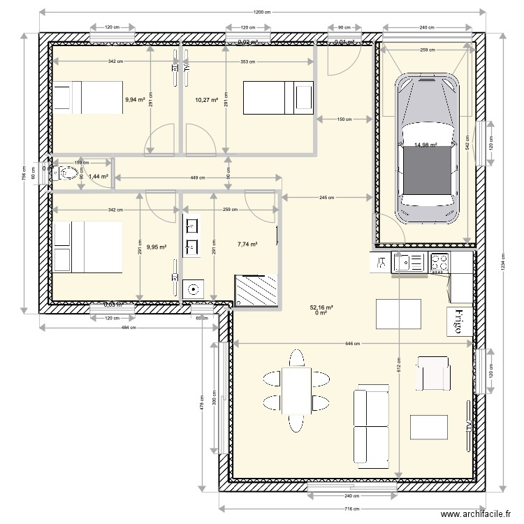 Maison Saulces-Monclin. Plan de 14 pièces et 107 m2