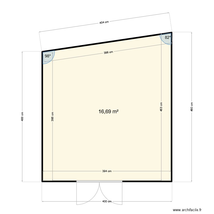 abri. Plan de 1 pièce et 15 m2