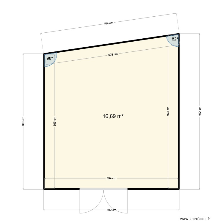 abri. Plan de 2 pièces et 26 m2