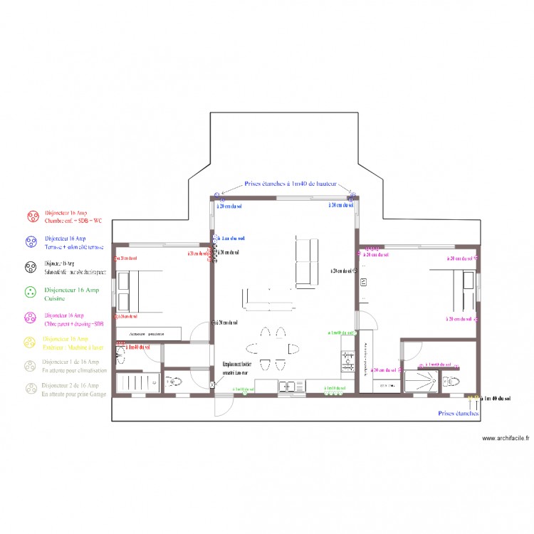 Plan Installation Prises. Plan de 0 pièce et 0 m2