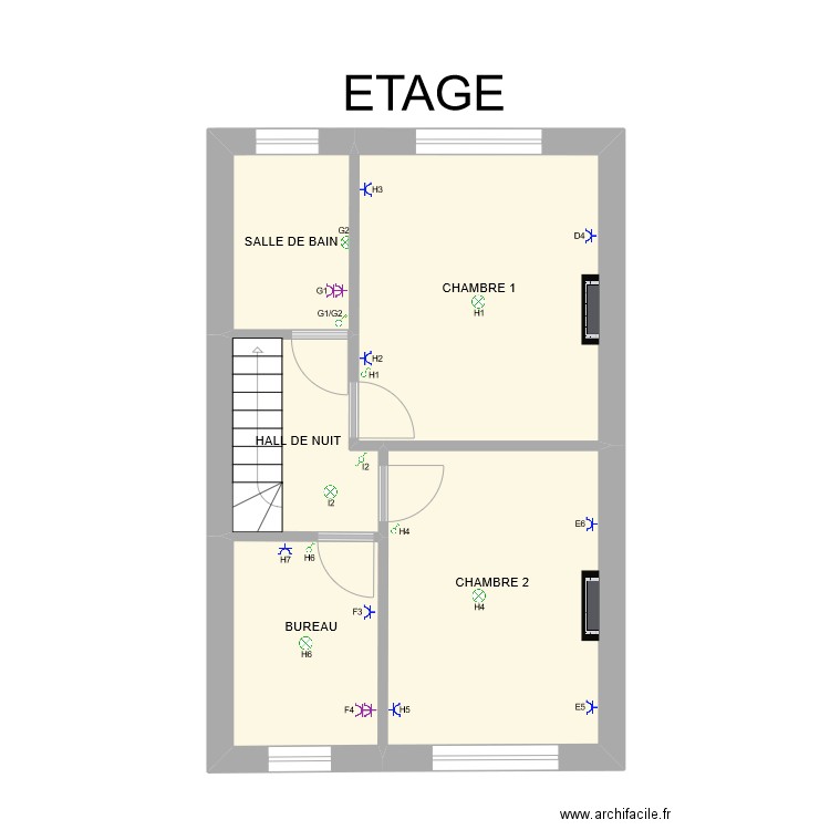 MOU 1 ER ETAGE. Plan de 12 pièces et 122 m2