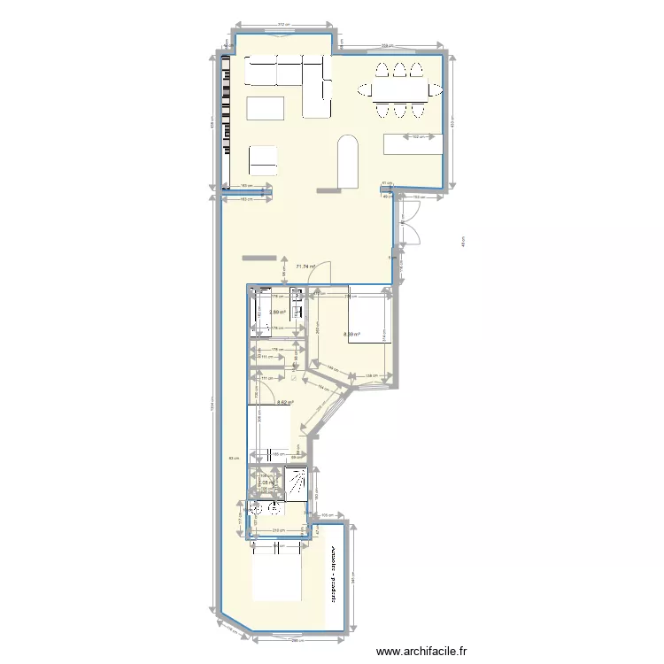 366 Vaugirard proposition Sosso cuisine salon. Plan de 