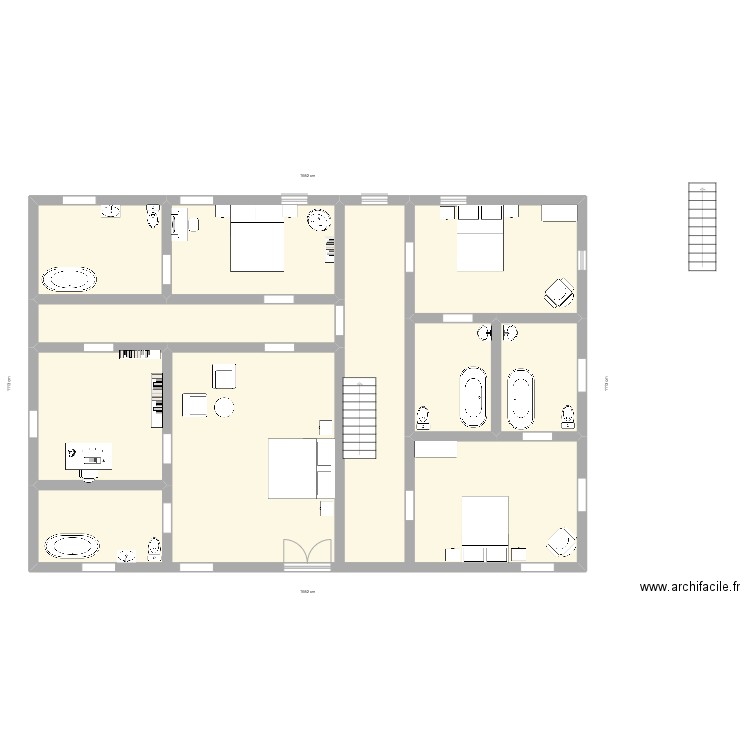manoir groaning etage 1. Plan de 8 pièces et 154 m2