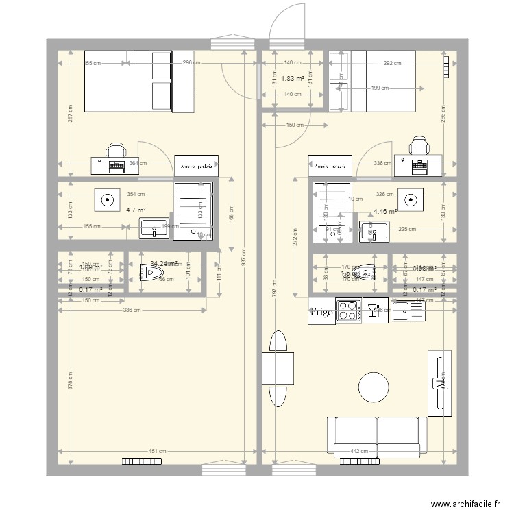 RP2 2ieme étage après meuble. Plan de 0 pièce et 0 m2
