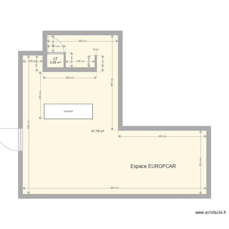 Limoges gare V2. Plan de 2 pièces et 48 m2