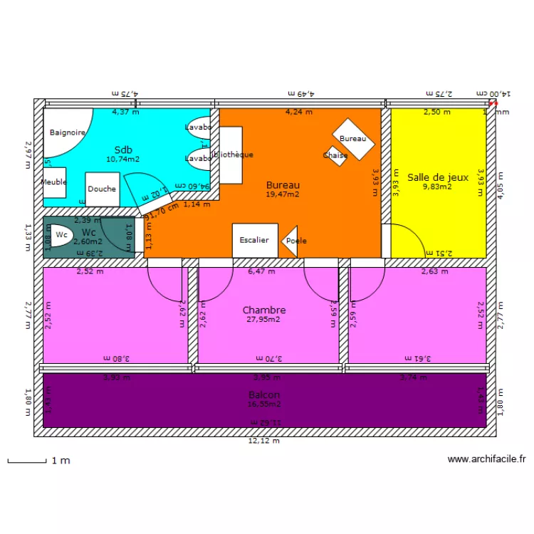 Etage Maison bois / 2ième ébauche. Plan de Etage Maison bois / 2ième ébauche. Plan de