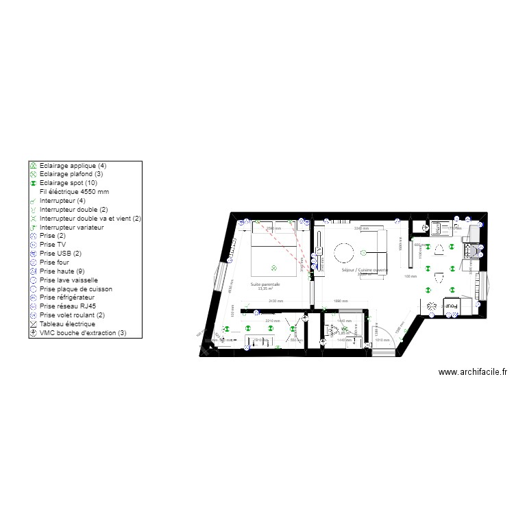 Plan de division d'espace_Projet Neria V2. Plan de 0 pièce et 0 m2