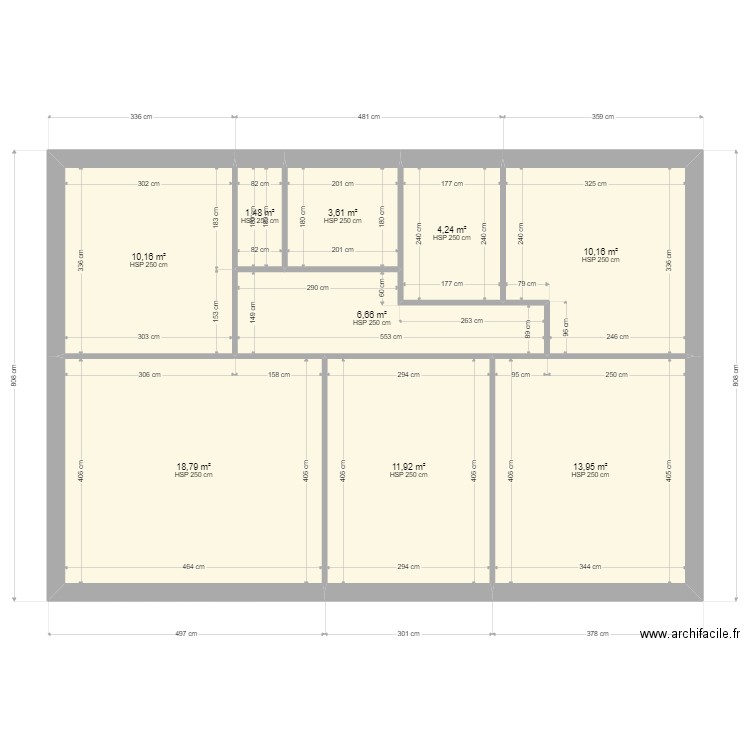 Projet Saint Dolay 1er étage. Plan de 9 pièces et 81 m2