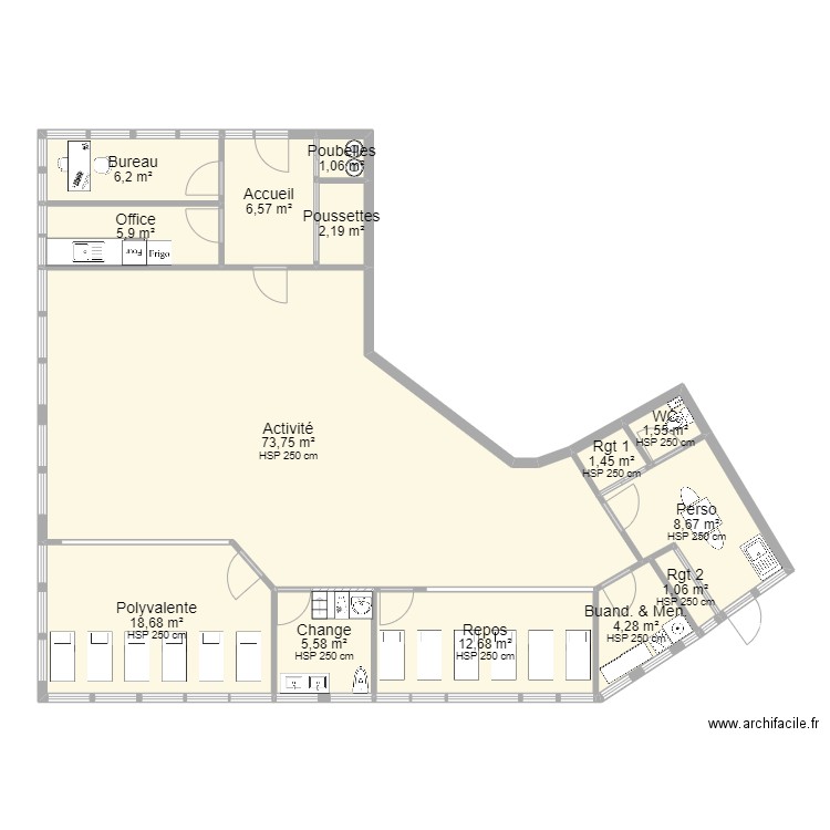 Vanves Projet V PoS ArL 100622 post PMI. Plan de 14 pièces et 150 m2